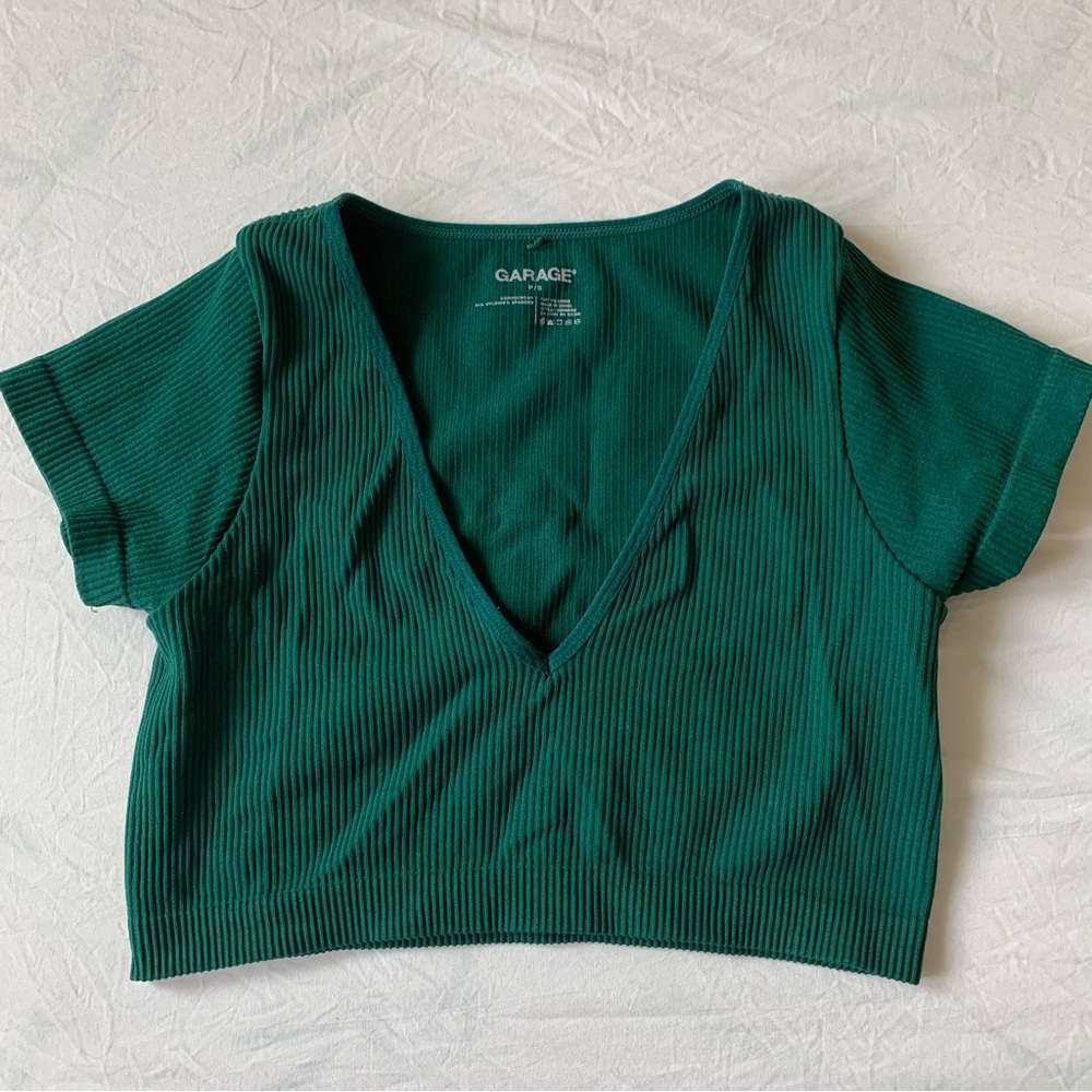 Garage Green V-neck Short Sleeve